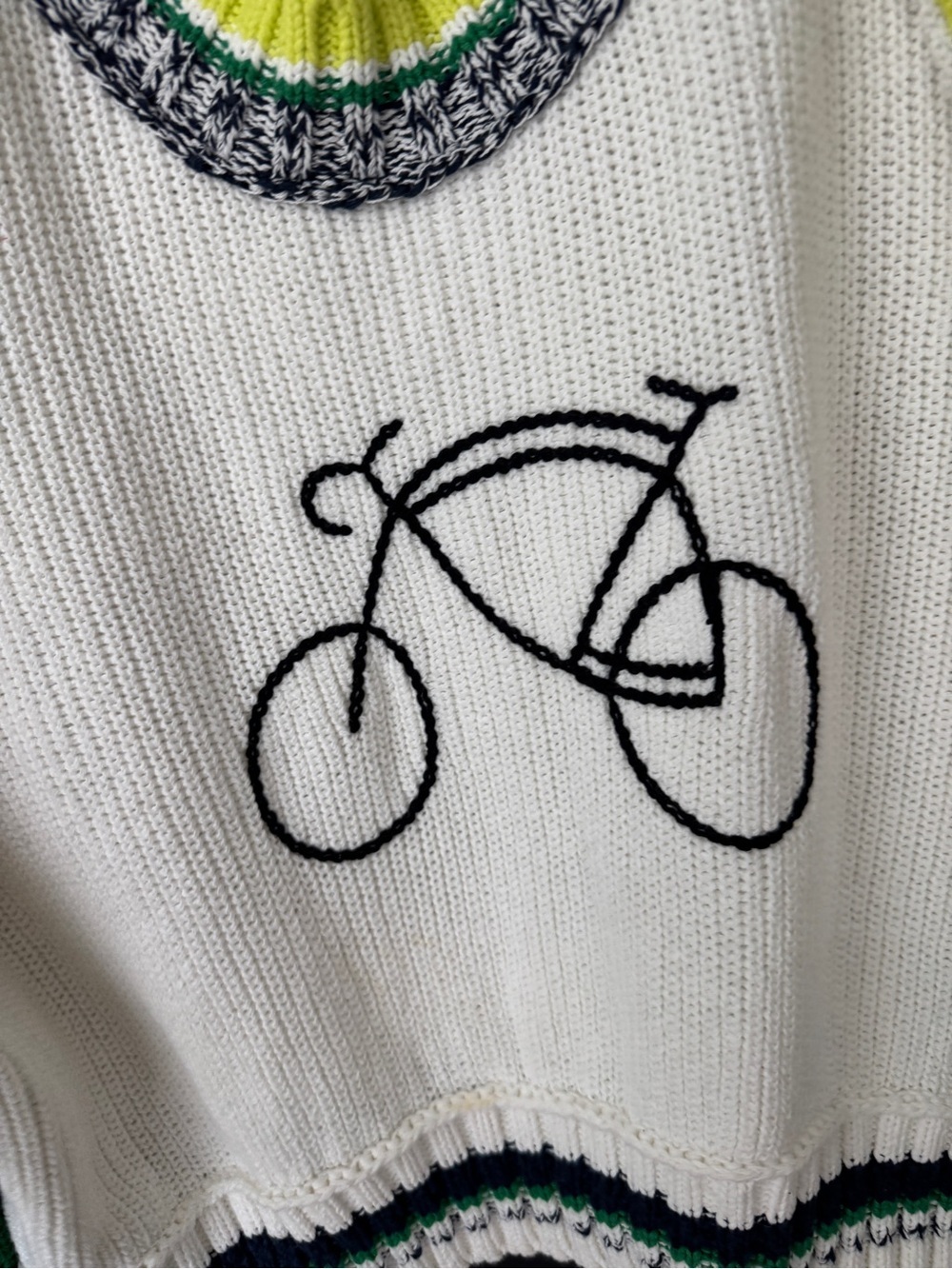 Anthropologie Daily Practice Le Tour Crop CrewNeck Sweater knit bicycle deFrance - Picture 5 of 10
